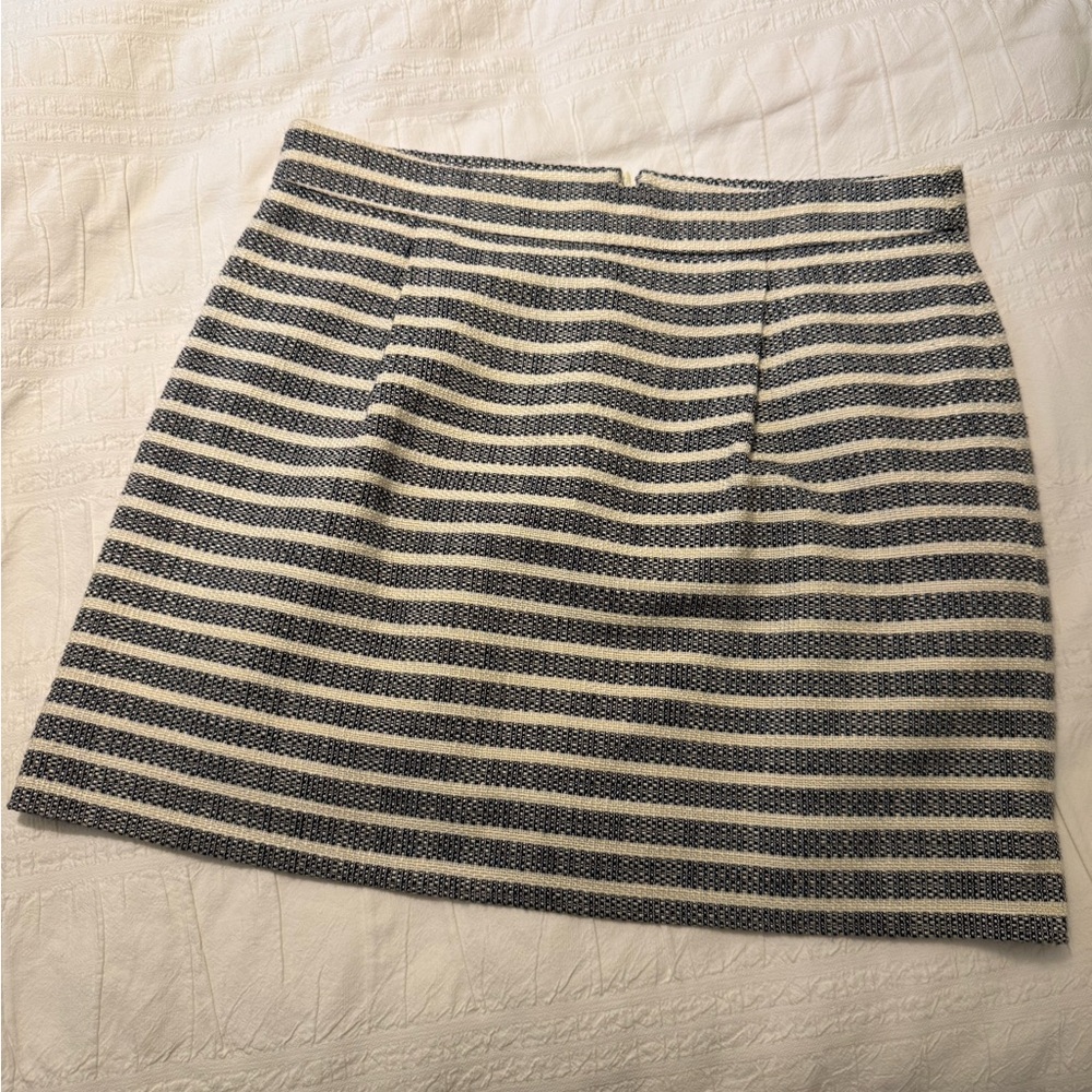 J. Crew Navy and Cream Striped A-Line Skirt